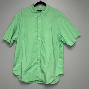 Ralph Lauren 100% Cotton Light Green Short Sleeve Button-Up Dress Shirt Mens XXL